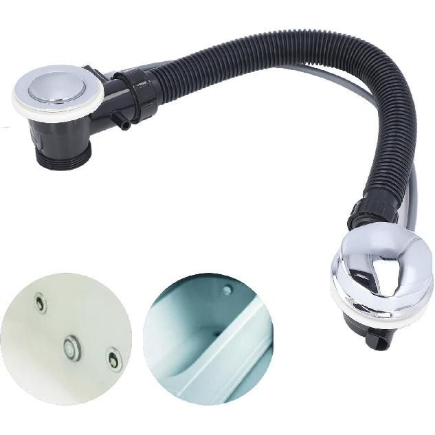 Asixxsix Overflow Bath Drain, 25.6inch Flexible Bathtub Overflow Drainer Concealed SPA Bathtub Overflow Drain Pipe for Kitchen Bathroom Bath Waste