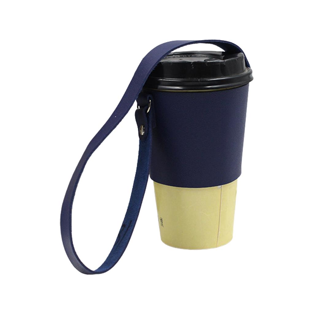 Coffee Cup Sleeves Reusable Leather Coffee Cup Holder With Handle Portable Insulated Drink Carrier For Beverage Drinks Boba Tea