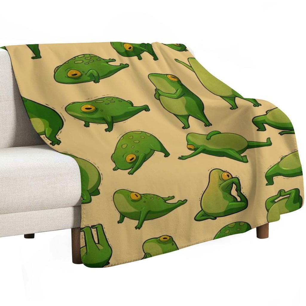 Yoga Frogs Poster With Text Throw Blanket Soft Plush Blanket as Housewarming Gift
