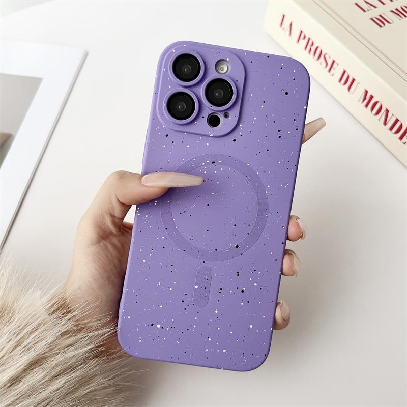 Ins Splashing Color Silicone Soft Phone Case For iPhone 16 15 14 Plus 13 12 11 Pro Max Magnetic For Magsafe Wireless Charge Capa