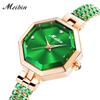Deselon Women's Crystal Bracelet Watch Small Square Green Waterproof Quartz Stylish Luxury Gift Bangle