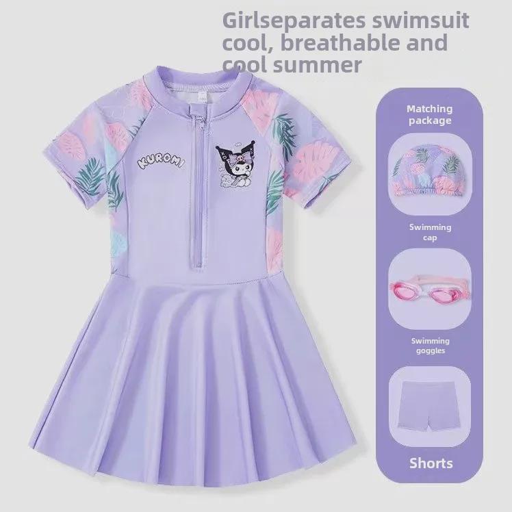 2024 Kulomi Girls' One-Piece Sunscreen Swimsuit for Summer and Hot Springs