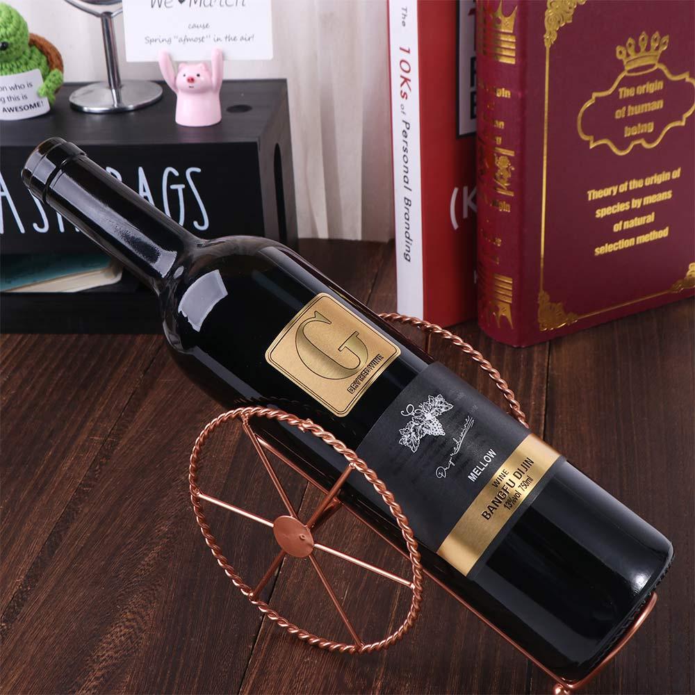 Iron Wheels Design Wine Holder Rose Gold Wine Bottles Stand Creative Red Wine Rack  Kitchen