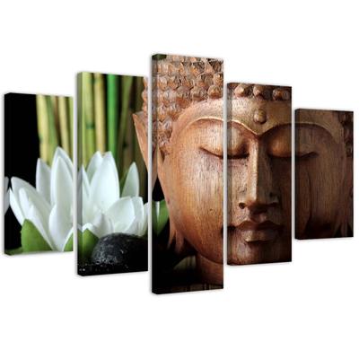 Pětidílný obraz na plátně Buddha Bamboo Flowers