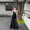 Design Mesh Splicing Suspender Dress Female Niche Temperament Waist Long Gentle Style White