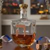 Hanukkah Whiskey Bottle w/Golden Hebrew Letters Judaica Glass Crown Cap Liquor Decanter For Home Bar Display & Collectible Gifts