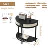 US Half-Moon Rattan Console Table Wood Accent Tables With 2 Rattan Storage Drawers And Bottom Shelf For Living Room Hallway