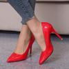 Summer new large-size fashion single shoes pointed head shallow mouth high heels patent leather stiletto women's shoes