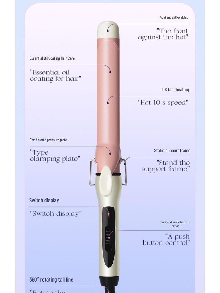 Large Curling Iron for Water Waves & Perms - Compatible with EU, US, UK, AU