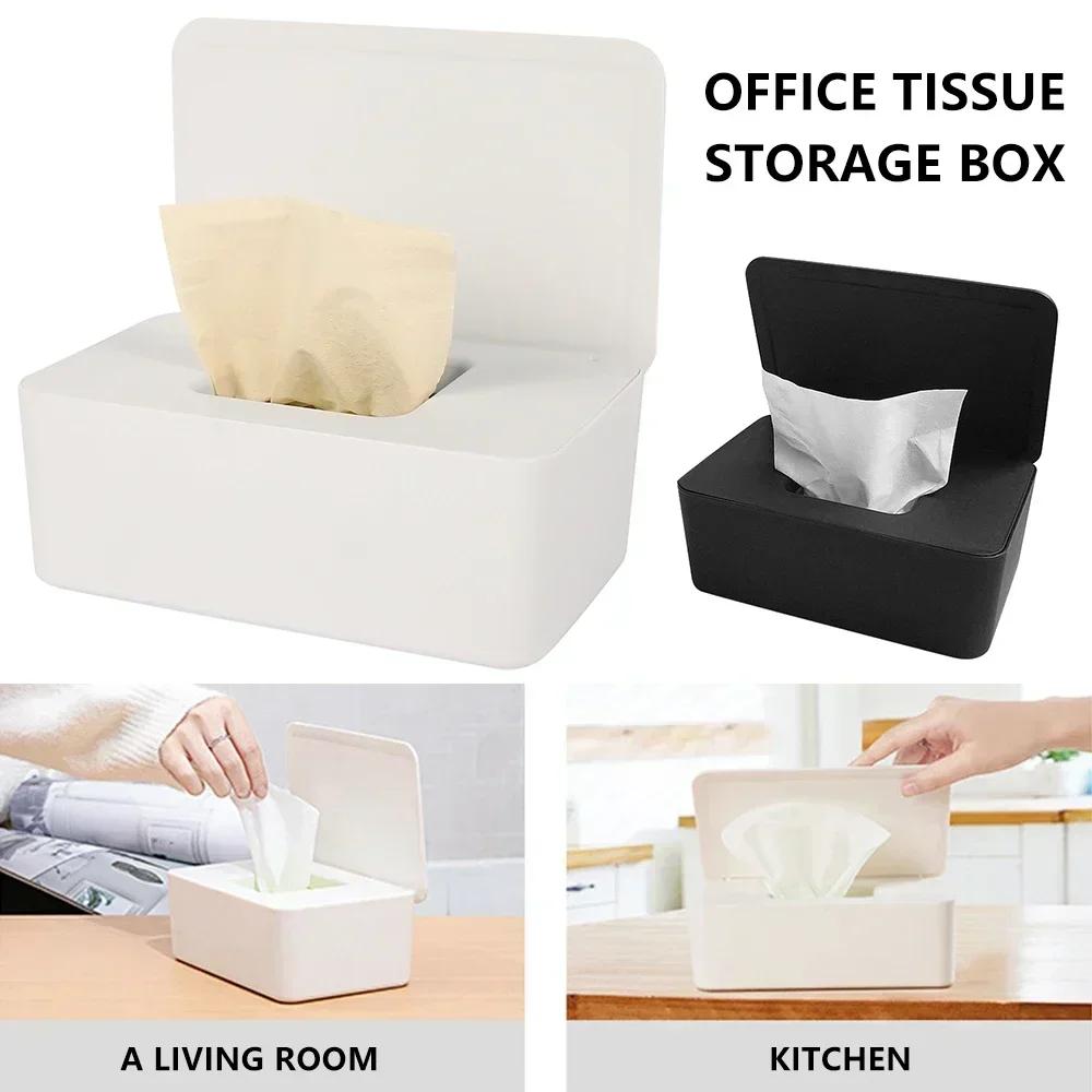 Hot Dustproof Wet Tissue Box with Lid Baby Nappy Wet Tissue Storage Holder Dispenser for Home Car Office Paper Tissue Organizer