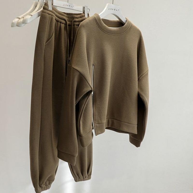 

Women Suits Sets Large Size Pants Solid Color Thickened Sweatshirt Coat Top Longs Pants Two-piece Oversize 2PC Suit XXXXL дубильна кора