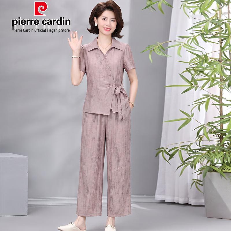Pierre Cardin Women s Elegant Summer Chiffon Top  Wide-Leg Pants Set 5XL розовый