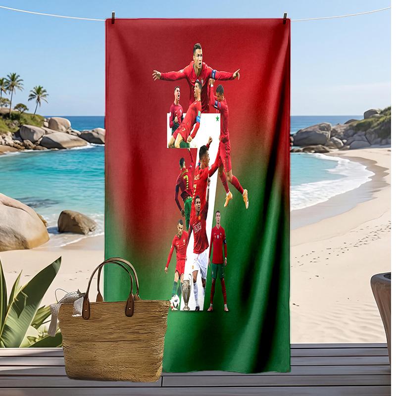 Portugal Fußball Print Strandtuch Schnelltrocknend Super Saugfähig Weiches Badetuch für Schwimmen Strand Reisen Fan Souvenir Geschenk