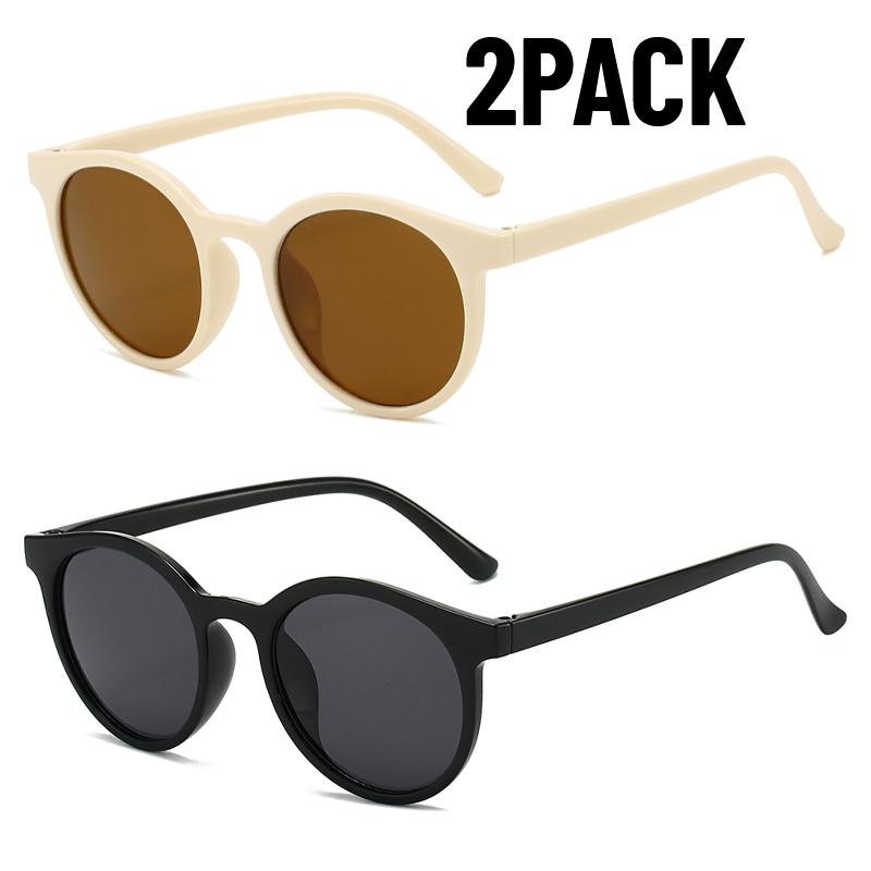 

2/3PACK Korean Retro Full Frame Round Sunglasses Sunglasses Ladies Retro Round Frame Sunglasses Protection Outdoor Travel Shades