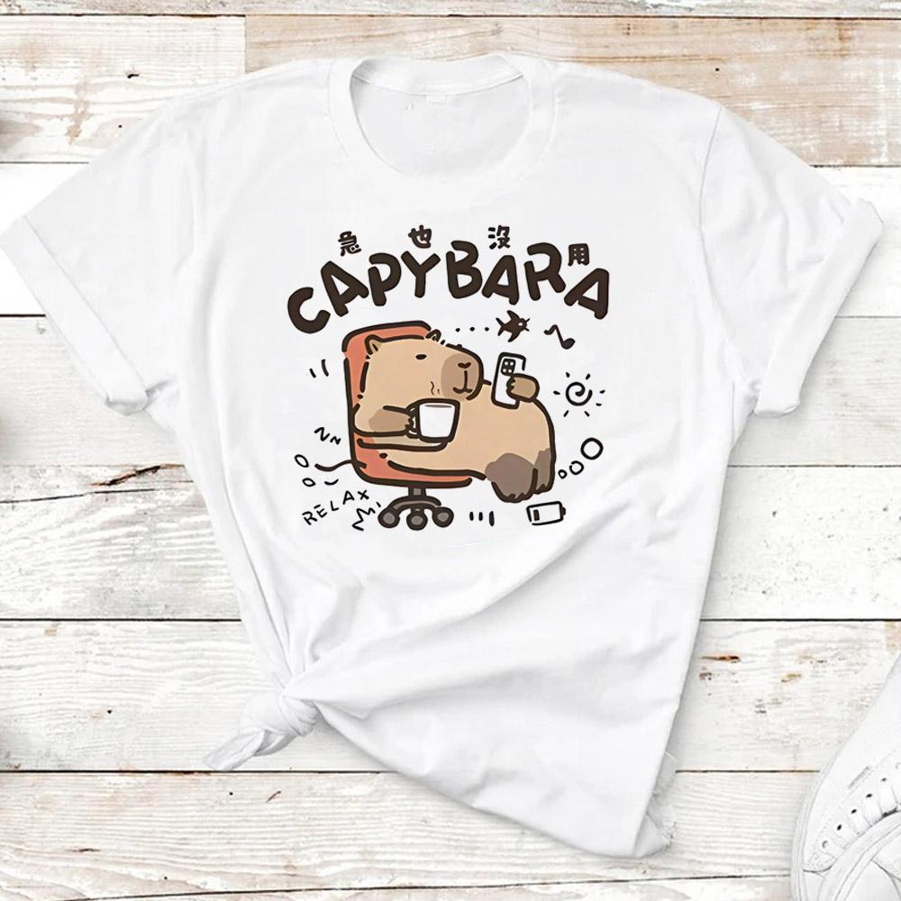 Kids Basic T-shirt Women Men Capybara Tees 3-10Years Children Short Sleeved Clothes Boys Girls Capibara Birthday Gifts