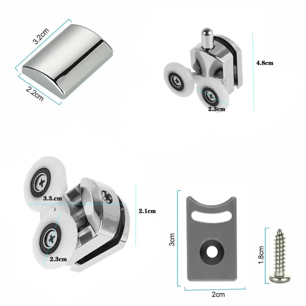 4/8/16Pcs Shower Screen Door Rollers Zinc Alloy Runners Wheels Twin Top Replacement Shower Wheel Runner Pulleys for12-14mm glass