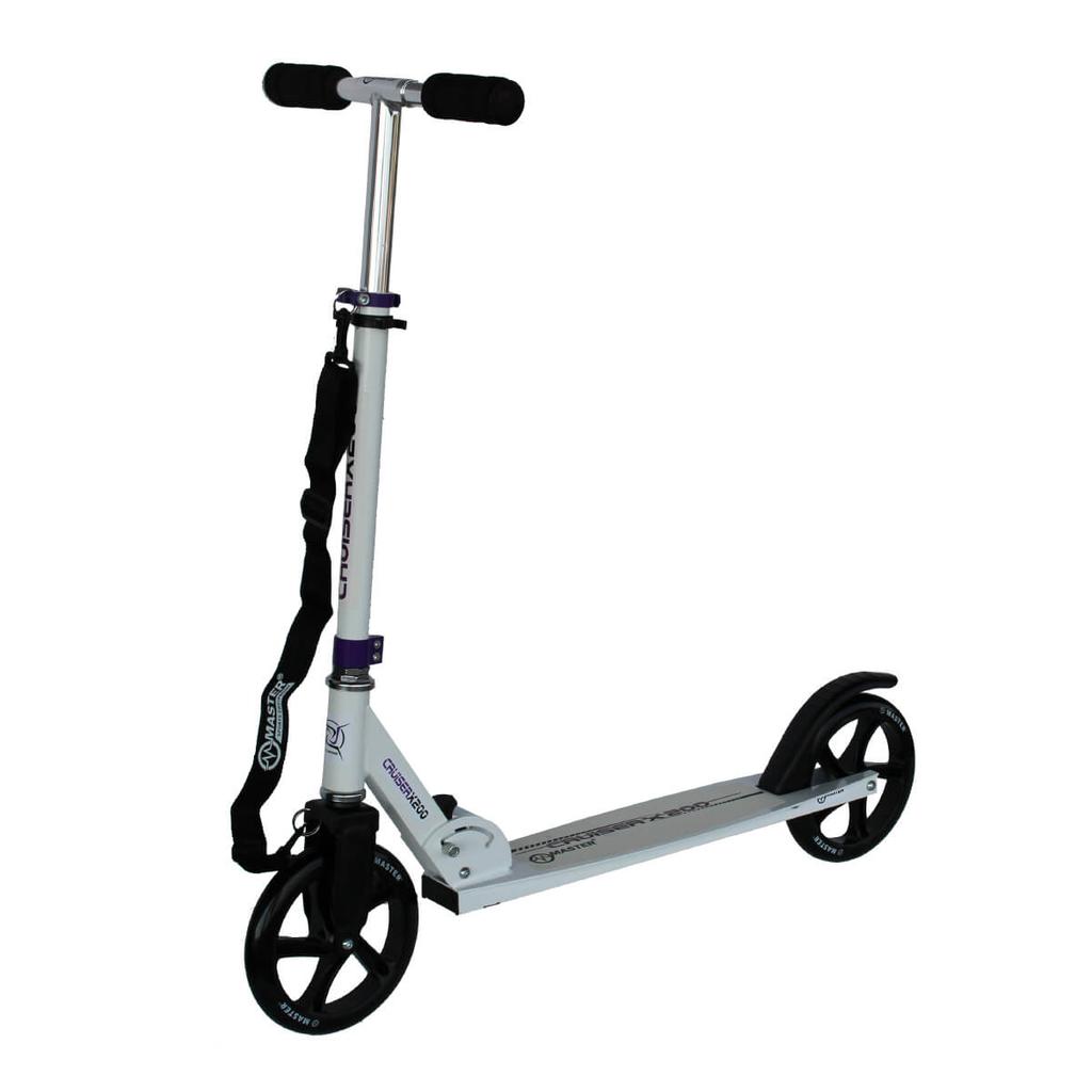 Folding scooter with transport strap MASTER Cruiser 200 mm WHITE