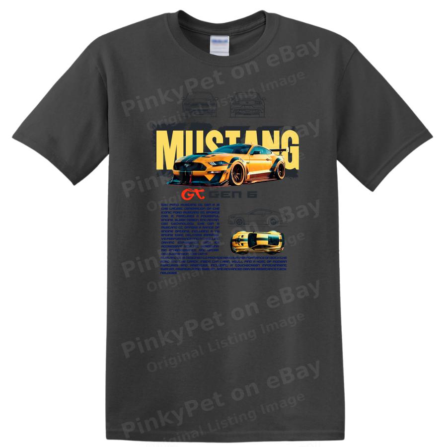 Mustang Car Racing T Shirt Graphic Tee Cool Sports Car Design Fan Gift