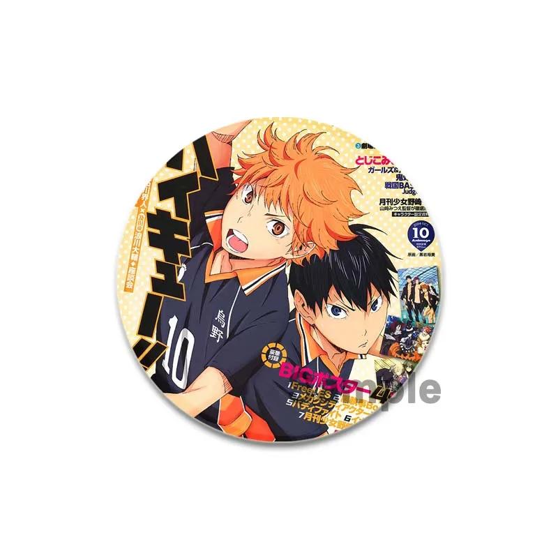 32/44/58mm Hot Sale Anime Japonês Haikyuu Tinplate Pins Mochila Engraçado Broche Emblemas Shoyo Hinata Timeskip Sakusa Atsumu Presente Periférico