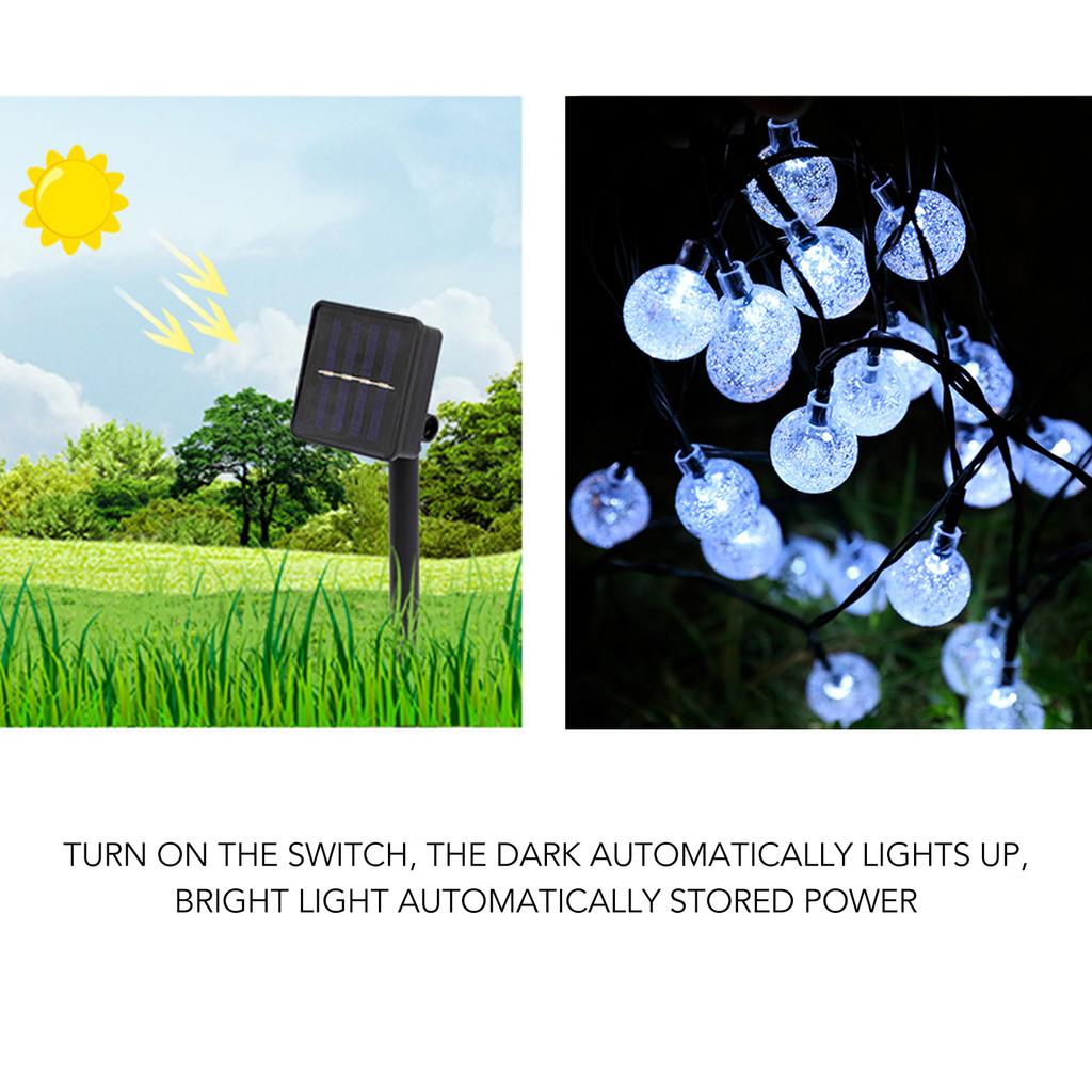 Outdoor Solar String Lights Decorative 8 Modes Waterproof 21.3ft 30 Bulbs LED Solar String Lights for Garden Patio Yard