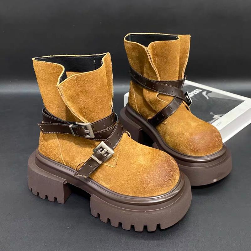 Flats Platform Women Ankle Boots Suede Winter Designer Shoes Cozy Woman Boots 2025 New Casual Goth Chelsea Botas Mujer