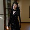 French Floral Black Velvet Dress - 2025 Autumn/Winter High-End Slim Fit Sexy Long Dress