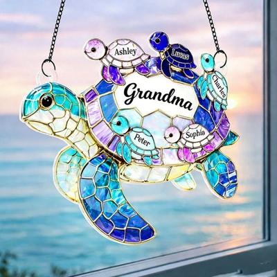 Acrylic Sea Turtle Suncatcher Decoration Indoor Outdoor Garden Yard Window Wall Hanging Stained Glass Ornament Mother's Day Gift