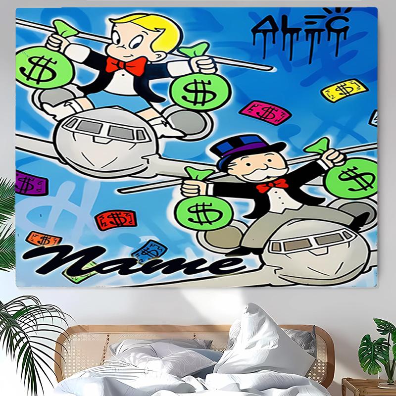 Personalized Mr. Monopoly Background Tapestry,Custom Name Birthday Party,Multifunctional Wall Decoration for Home Decor,Various Occasions