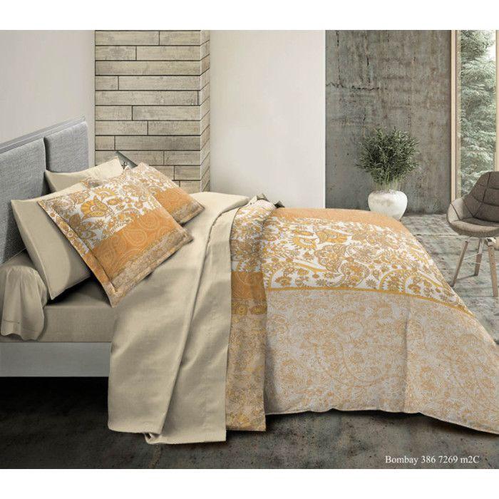 Parure de couette 3 Pièces réversible 260 x 240 cm King Size "Bombay" Coton Pur