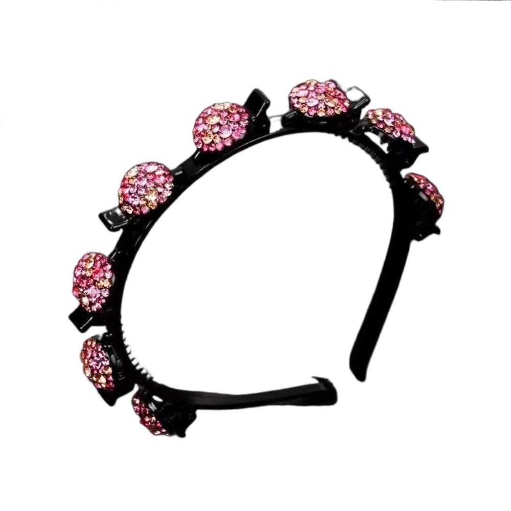 Antislip Hair Bands with Clips Elegant Shiny Hair Hoop Rhinestone Bangs Fixed Headband  Banquet