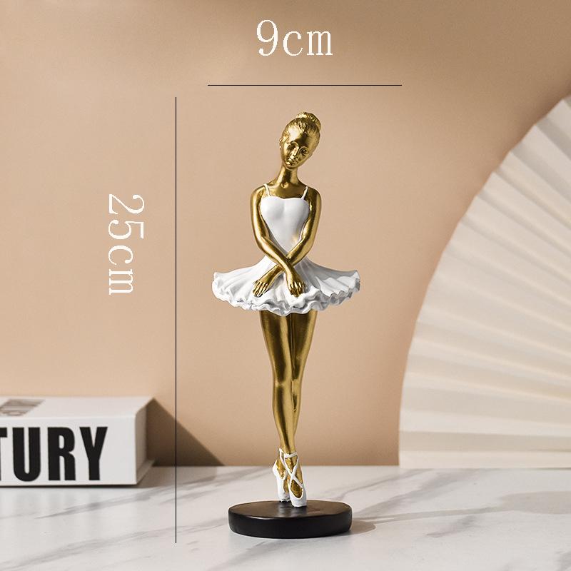 Gilded Ballerina Resin Ornaments European Style Girl Figurines Crafts Living Room Office Bookcase Figure Sculpture Ornament Gift