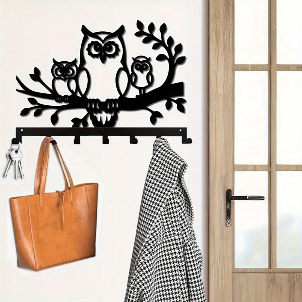 Owl Shaped Metal Key Hanger Wall Mount 7 Hooks Durable Rustproof Home Storage