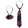 Blaue karierte Krawatte, leicht zu ziehende Lazy Tie, Krawatte, gestreifte Schuluniform, Schüler-Krawatten-Set.