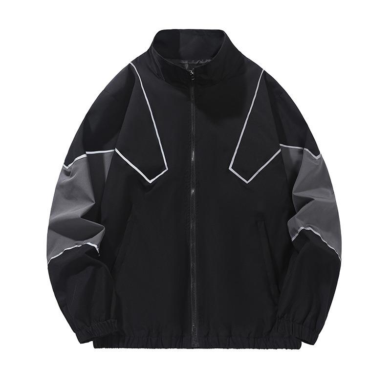 Spring Tooling Jacket Men's Sports Top Casual Stand-up Collar Reflective Strip Jacket Men's Clothing