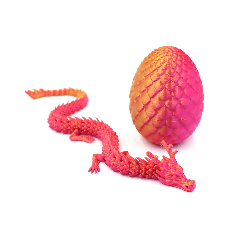 3D Printed Articulated Chinese Dragon Egg Ornament - Toy Figurine Gift Handicraft