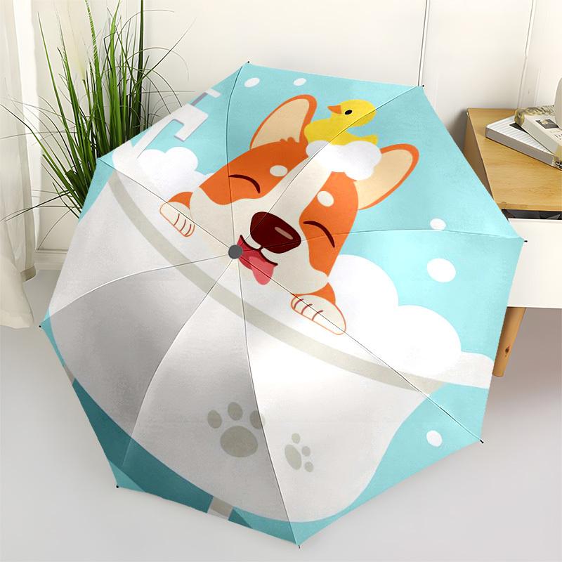 

1pc Bathing Corgi with Duck Toy Umbrella with Plastic Handle,Compact & Stylish,Cartoon Pattern,Outdoor UmbrellaPT309