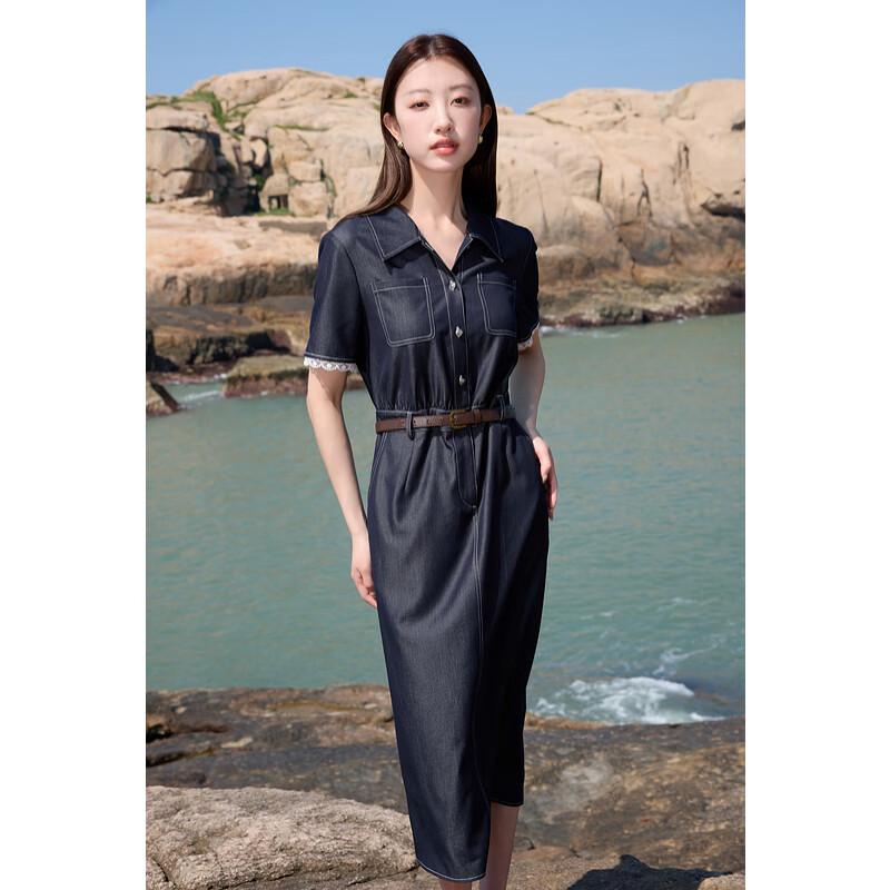 

Sancai Women s Plus Size Faux Denim Midi Dress 3XL