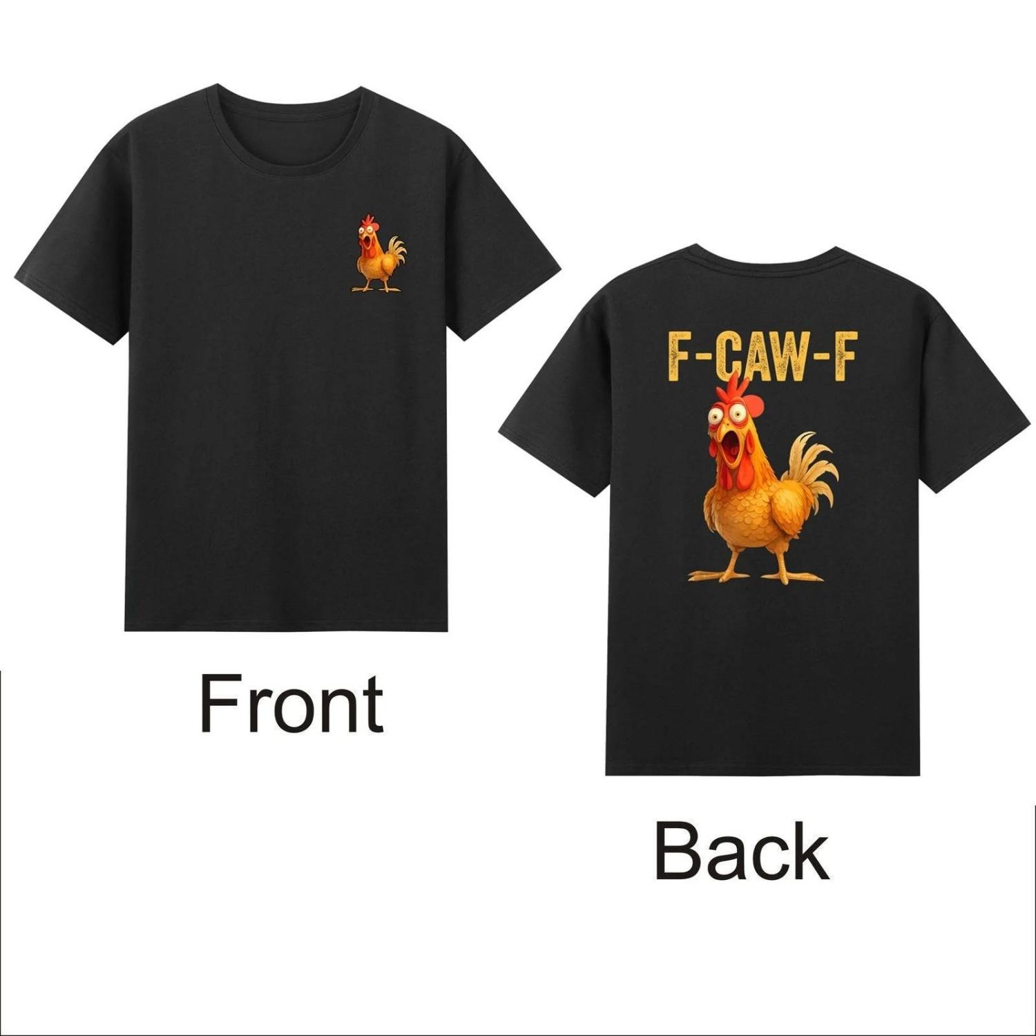 

F-Caw-F Features An Interesting Chicken Joke Reference with A Retro Men s T-shirt Round Neck Printed On Both The Front and Back XXXXXL чорний