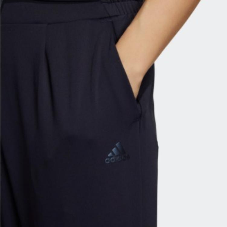 Adidas SS22 Solid Color Loose Fit Drawstring Sports Pants Women Pants Legendary-Ink-Blue HR2591