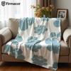 Simple Blue Floral Lightweight Microfiber Soft Christmas Fleece Blanket Warm Cozy Throw for Bed Sofa Office Travel All Season