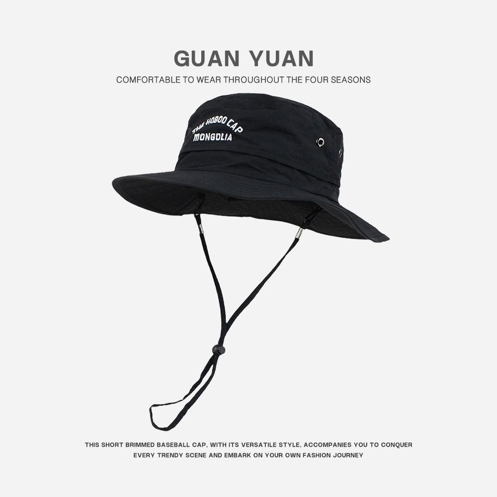 Unisex Wide Brim Bucket Hat Quick Dry Breathable Embroidered Adjustable Chin Strap Outdoor Sun Protection Hat For Men Women
