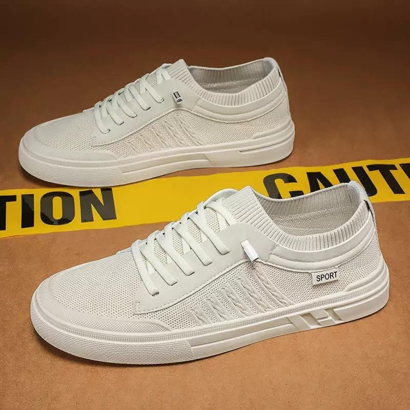 Summer Men's Shoes New Breathable Mesh Shoes Canvas Shoes Men's Trend Versatile Flying Woven Mesh Sports Leisure Board Shoes Men