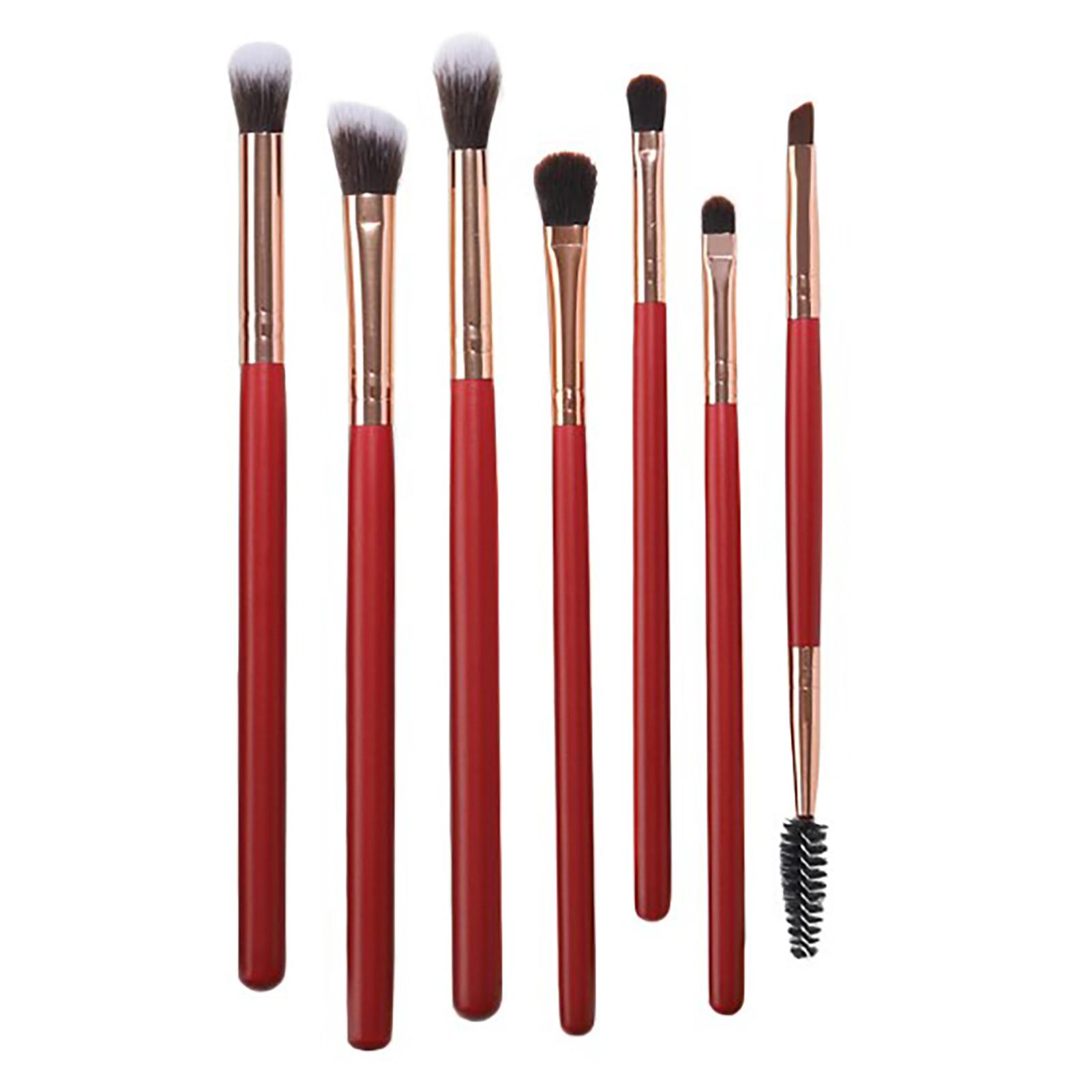 

7PCS Cosmetic Eyeshadow Brush Set Super Soft Artificial Fiber Eye Makeup Brushes with Wood Handle