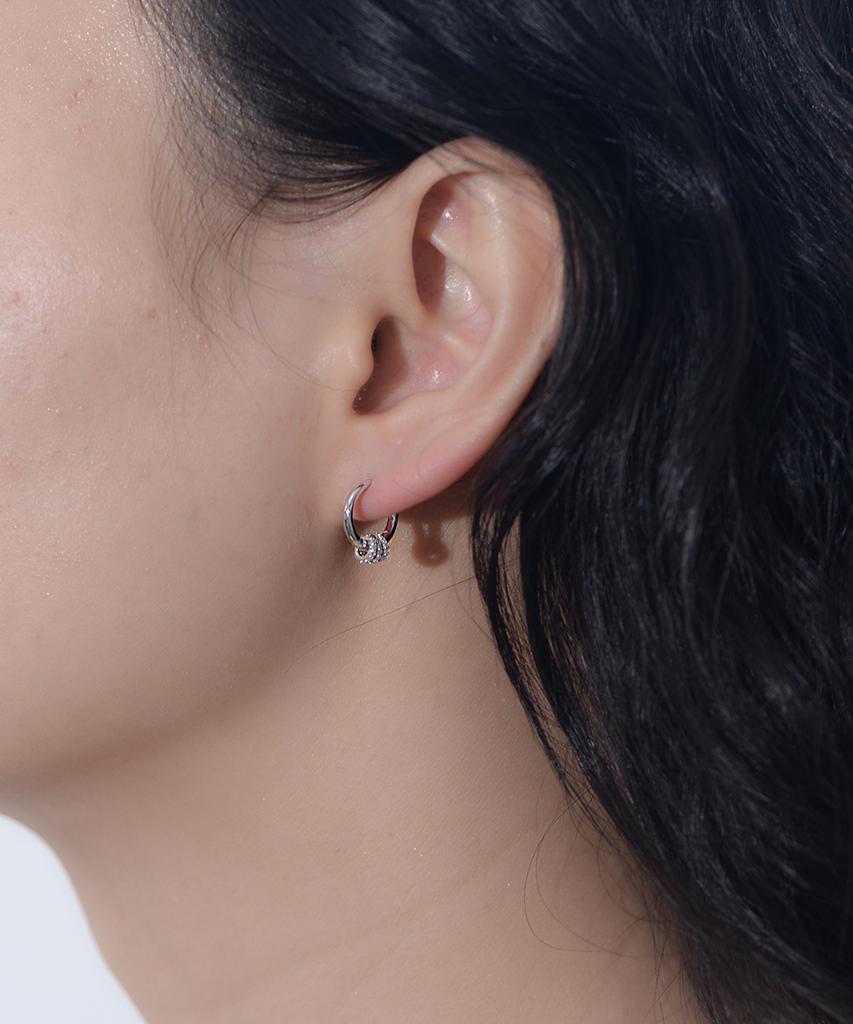 Mini Bead Zircon Ear Buckle Earrings S925 Sterling Silver 14K Gold Plated Three Circle Charms Zirconia Tiny Hoop Earrings Women