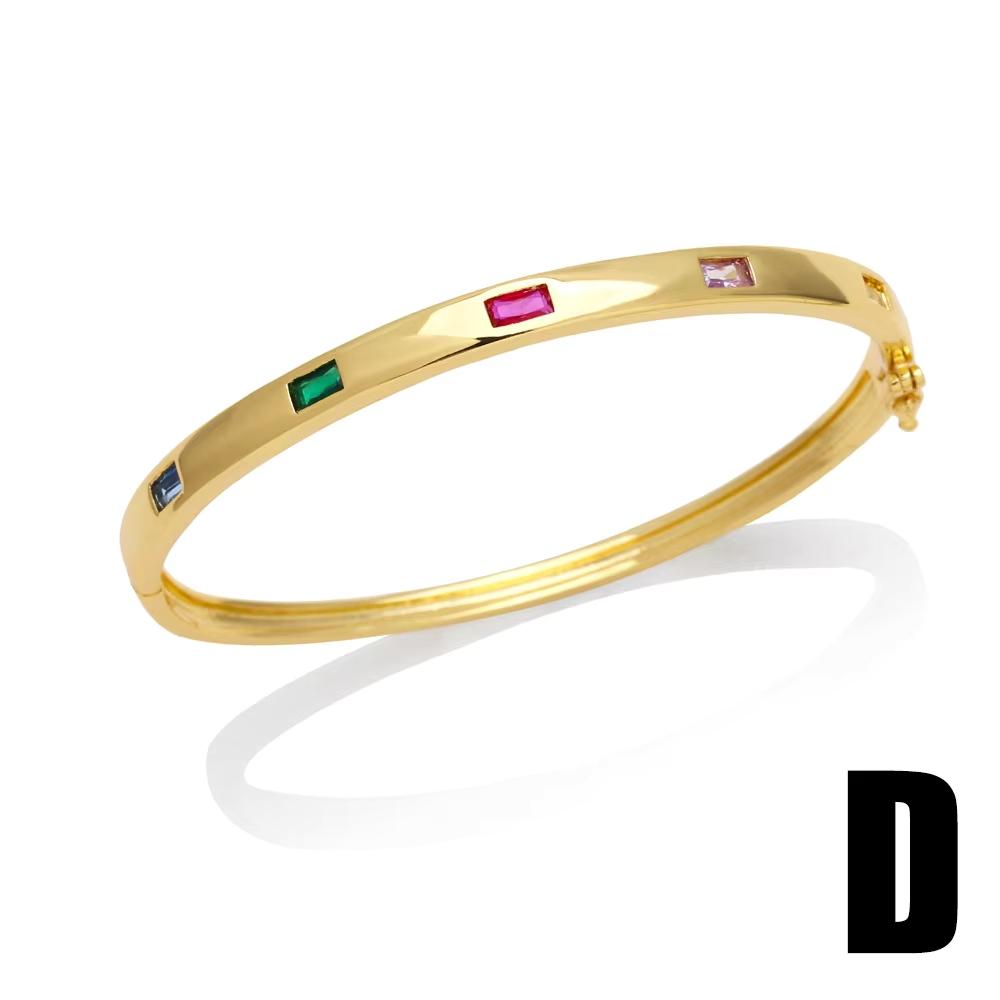 Open Vintage Cute Colorful Cubic Zirconia Copper Gold Plated Anti Tarnish Fashion Jewelry Bracelets & Bangles Link for Women
