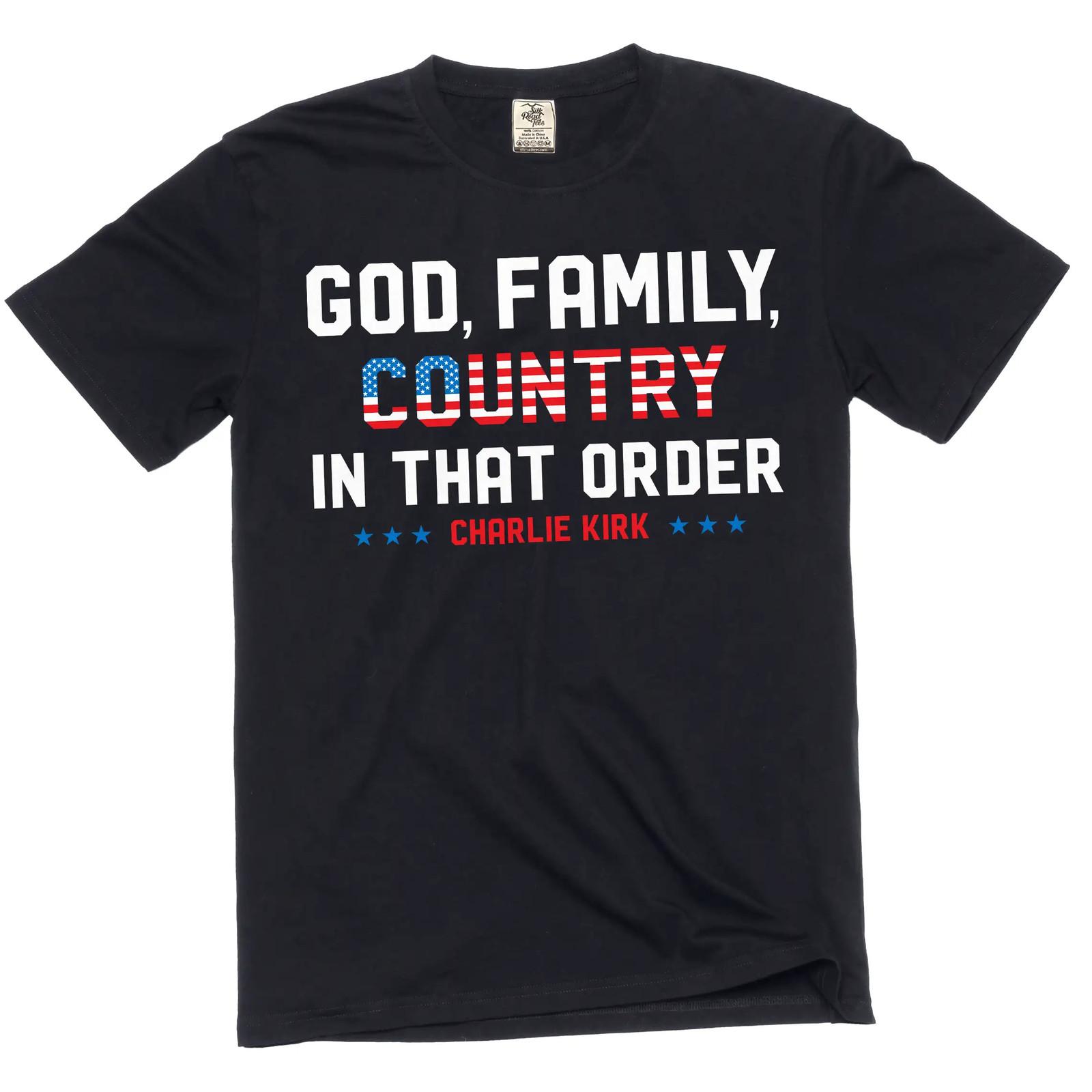 God Family Country T-shirt Charlie Kirk quote C.K tee Shirt S