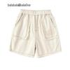 Balabala Children's Cartoon Print Raw Edge Denim Shorts
