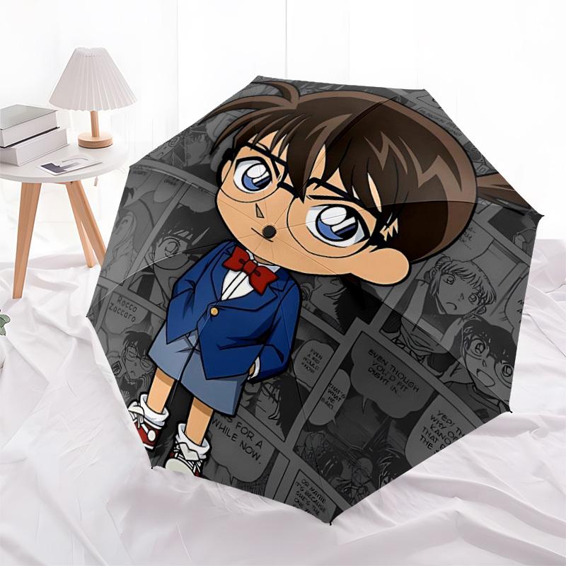 1pc Detective Conan Automatic Folding Umbrella - Compact 8-Rib Design, Durable Plastic & Iron, Lightweight for Outdoor Daily Use, a0929218