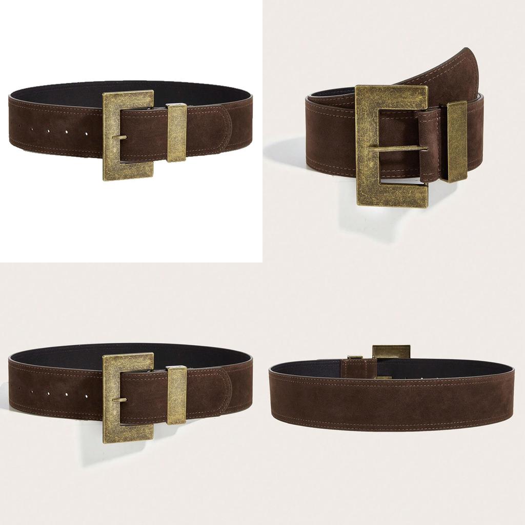 Style Rivet Leather Belt With Alloy Buckle For Street Fashion And Casual Wear