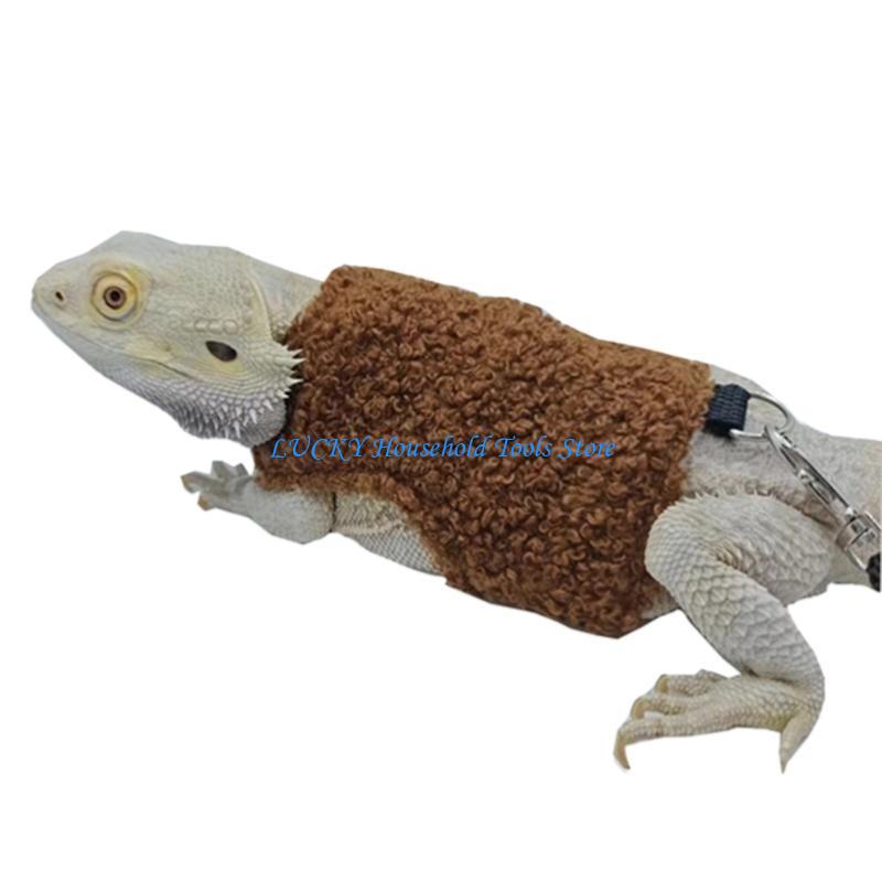 J0MC BeardedDragon Harness and Leash Small Pet Vest Harness Reptiles Warm Clothing